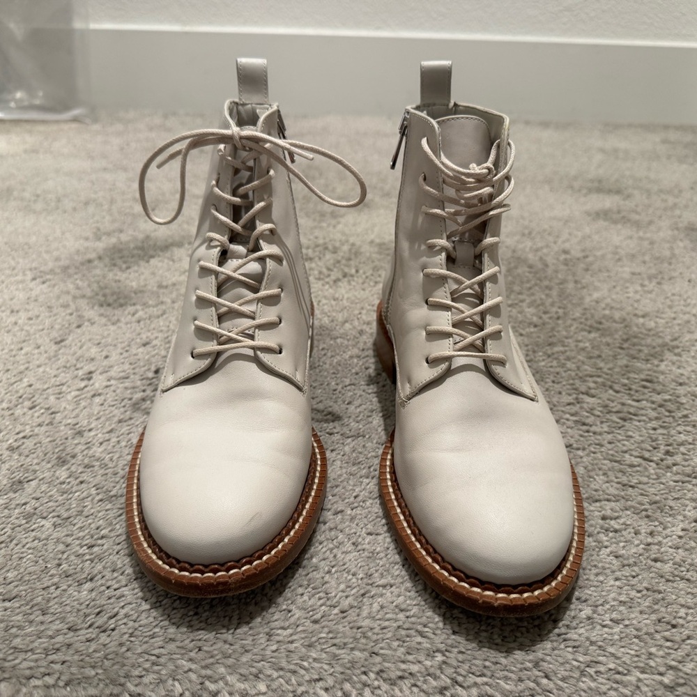 Vince White Leather Ankle Boots